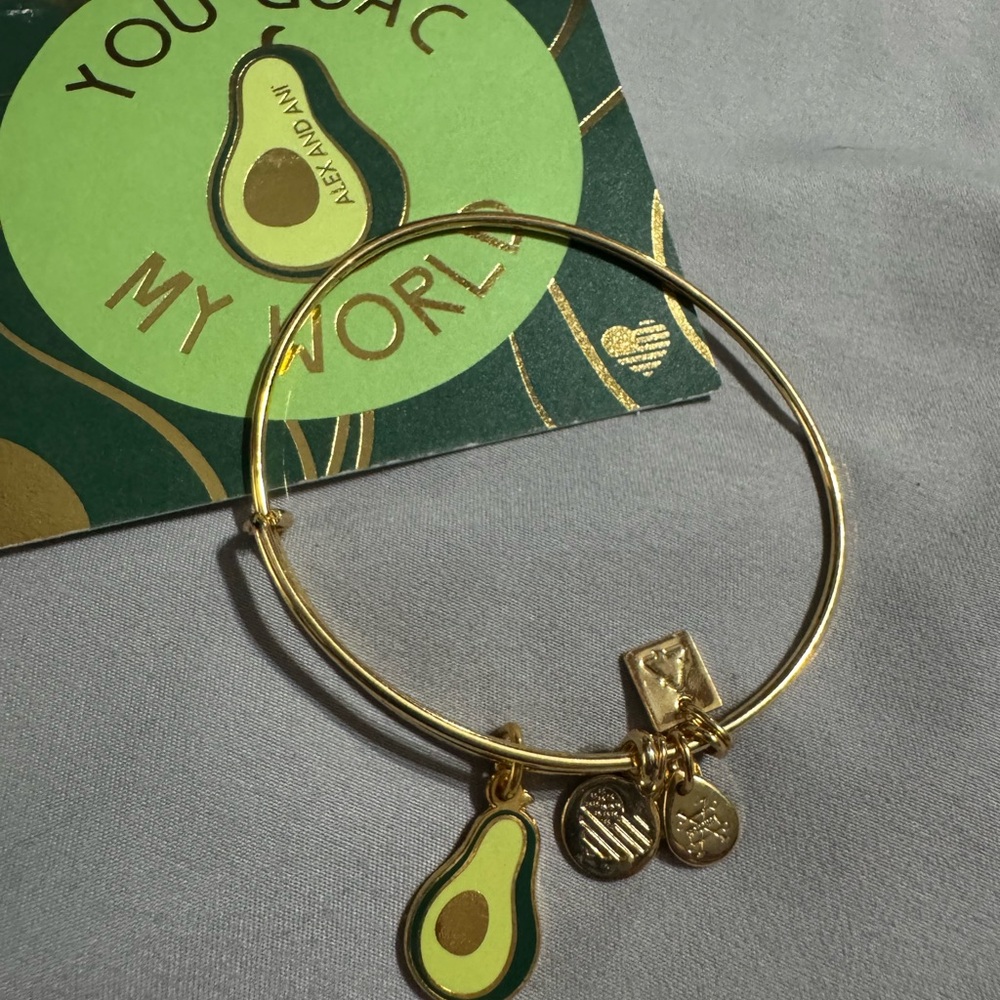 Alex and Ani Gold Avocado Charm Bracelet